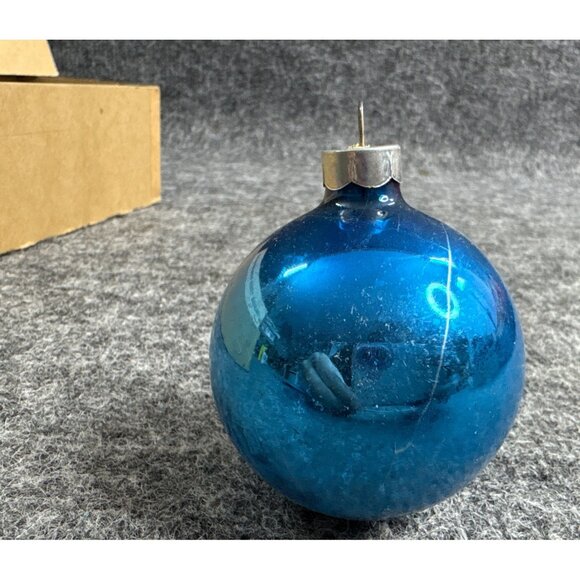 Vintage Franke Blue Glass Tree Ornaments One Dozen Made In USA - Picture 4 of 6